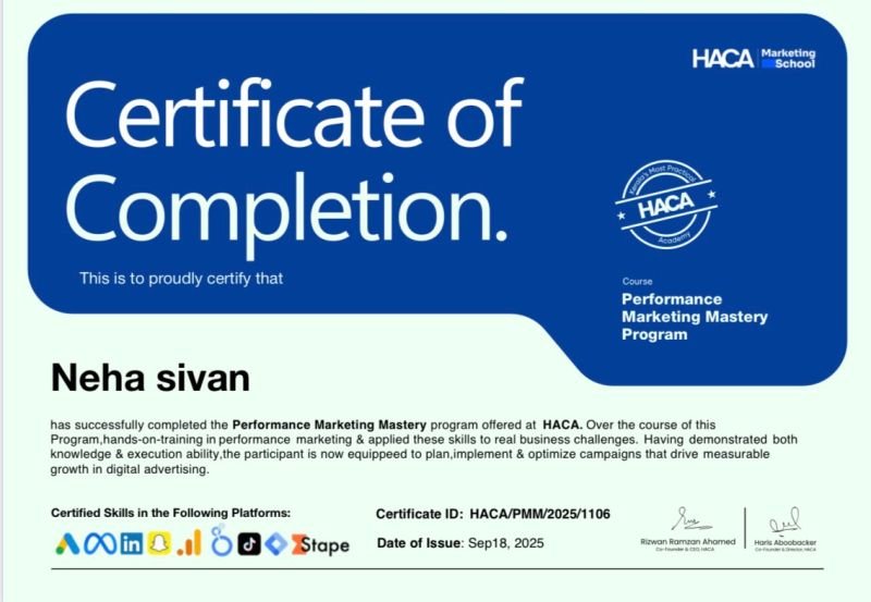 HACA Certificate of Completion